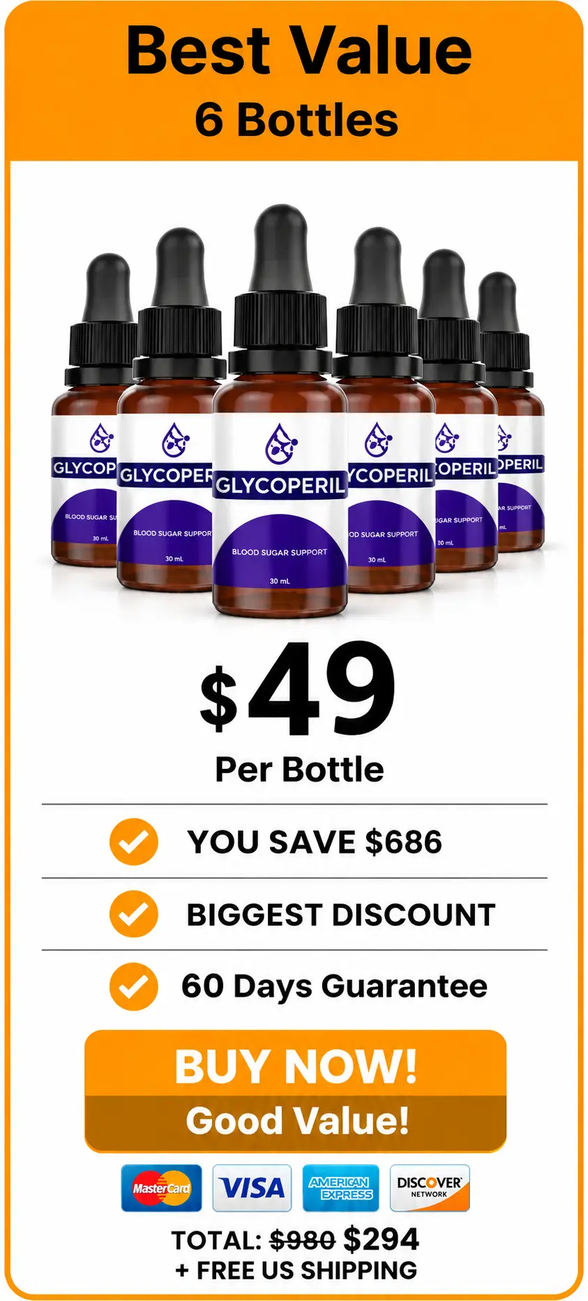 Glycopezil 6-bottle best value pack — 180-day supply with free shipping and biggest savings